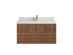 Sonoma Reeded Floating Teak 42 in. W x 22 in. D Single Sink Bathroom Vanity - photo 10