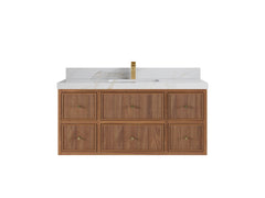 Sonoma Reeded Floating Teak 48 in. W x 22 in. D Single Sink Bathroom Vanity - photo 10