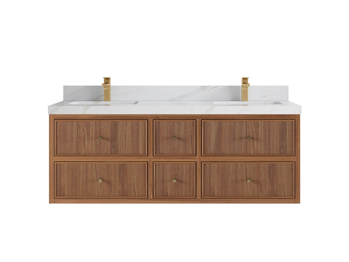 Sonoma Floating Teak 60 in. W x 22 in. D Double Sink Bathroom Vanity - photo 10