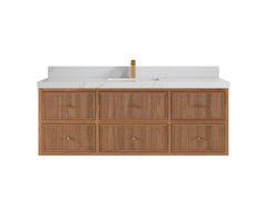 Sonoma Reeded Floating Teak 60 in. W x 22 in. D Single Sink Bathroom Vanity - photo 10