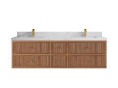 Sonoma Reeded Floating Teak 72 in. W x 22 in. D Double Sink Bathroom Vanity - photo 10