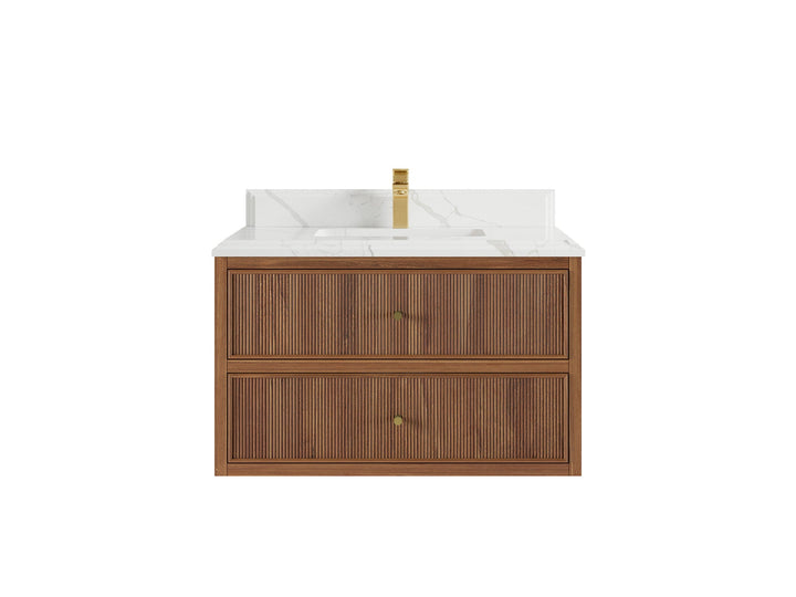 Sonoma Floating Teak 36 in. W x 22 in. D Center Sink Bathroom Vanity - photo 14