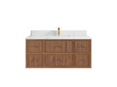Sonoma Reeded Floating Teak 48 in. W x 22 in. D Single Sink Bathroom Vanity - photo 13