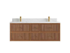 Sonoma Reeded Floating Teak 60 in. W x 22 in. D Double Sink Bathroom Vanity - photo 14