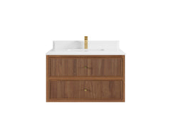 Sonoma Reeded Floating Teak 36 in. W x 22 in. D Center Sink Bathroom Vanity - photo 16