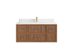 Sonoma Reeded Floating Teak 48 in. W x 22 in. D Single Sink Bathroom Vanity - photo 15