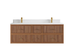 Sonoma Reeded Floating Teak 60 in. W x 22 in. D Double Sink Bathroom Vanity - photo 15