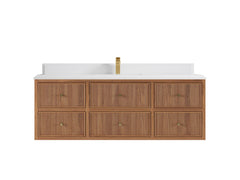 Sonoma Reeded Floating Teak 60 in. W x 22 in. D Single Sink Bathroom Vanity - photo 15
