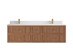 Sonoma Reeded Floating Teak 72 in. W x 22 in. D Double Sink Bathroom Vanity - photo 15
