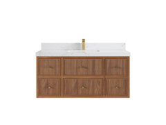 Sonoma Reeded Floating Teak 48 in. W x 22 in. D Single Sink Bathroom Vanity - photo 16