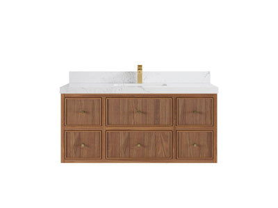 Sonoma Reeded Floating Teak Wood 48 in. W x 22 in. D Single Sink Bathroom Vanity