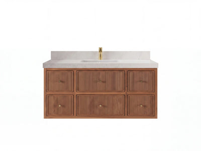Sonoma Reeded Floating Teak Wood 48 in. W x 22 in. D Single Sink Bathroom Vanity