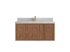 Sonoma Reeded Floating Teak 48 in. W x 22 in. D Single Sink Bathroom Vanity - photo 17