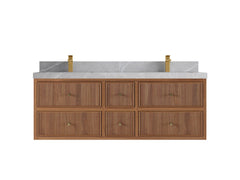 Sonoma Reeded Floating Teak 60 in. W x 22 in. D Double Sink Bathroom Vanity - photo 17