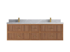 Sonoma Reeded Floating Teak 72 in. W x 22 in. D Double Sink Bathroom Vanity - photo 17