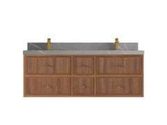 Sonoma Reeded Floating Teak 60 in. W x 22 in. D Double Sink Bathroom Vanity - photo 18