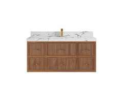 Sonoma Reeded Floating Teak 48 in. W x 22 in. D Single Sink Bathroom Vanity - photo 19