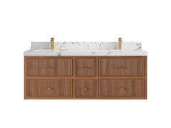 Sonoma Reeded Floating Teak 60 in. W x 22 in. D Double Sink Bathroom Vanity - photo 19