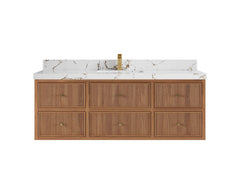 Sonoma Reeded Floating Teak 60 in. W x 22 in. D Single Sink Bathroom Vanity - photo 19