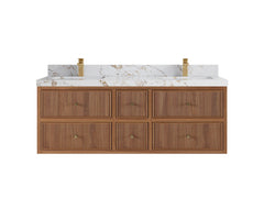 Sonoma Reeded Floating Teak 60 in. W x 22 in. D Double Sink Bathroom Vanity - photo 20
