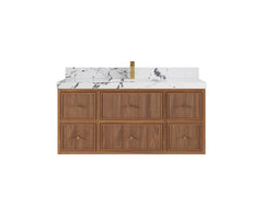 Sonoma Reeded Floating Teak 48 in. W x 22 in. D Single Sink Bathroom Vanity - photo 21