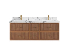 Sonoma Reeded Floating Teak 60 in. W x 22 in. D Double Sink Bathroom Vanity - photo 21