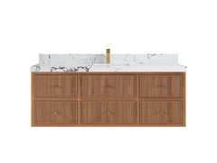 Sonoma Reeded Floating Teak 60 in. W x 22 in. D Single Sink Bathroom Vanity - photo 21