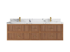 Sonoma Reeded Floating Teak 72 in. W x 22 in. D Double Sink Bathroom Vanity - photo 21