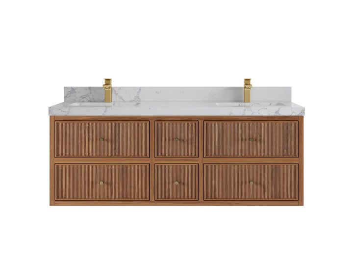 Sonoma Floating Teak 60 in. W x 22 in. D Double Sink Bathroom Vanity - photo 22