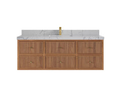 Sonoma Reeded Floating Teak 60 in. W x 22 in. D Single Sink Bathroom Vanity - photo 22
