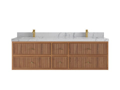 Sonoma Reeded Floating Teak 72 in. W x 22 in. D Double Sink Bathroom Vanity - photo 22