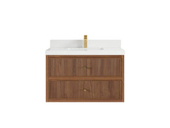 Sonoma Reeded Floating Teak 36 in. W x 22 in. D Center Sink Bathroom Vanity - photo 24