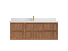 Sonoma Reeded Floating Teak 60 in. W x 22 in. D Single Sink Bathroom Vanity - photo 23