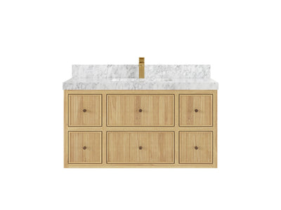 Sonoma Reeded Floating Teak 42 in. W x 22 in. D Single Sink Bathroom Vanity