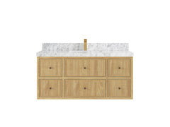 Sonoma Reeded Floating Teak 48 in. W x 22 in. D Single Sink Bathroom Vanity - photo 11
