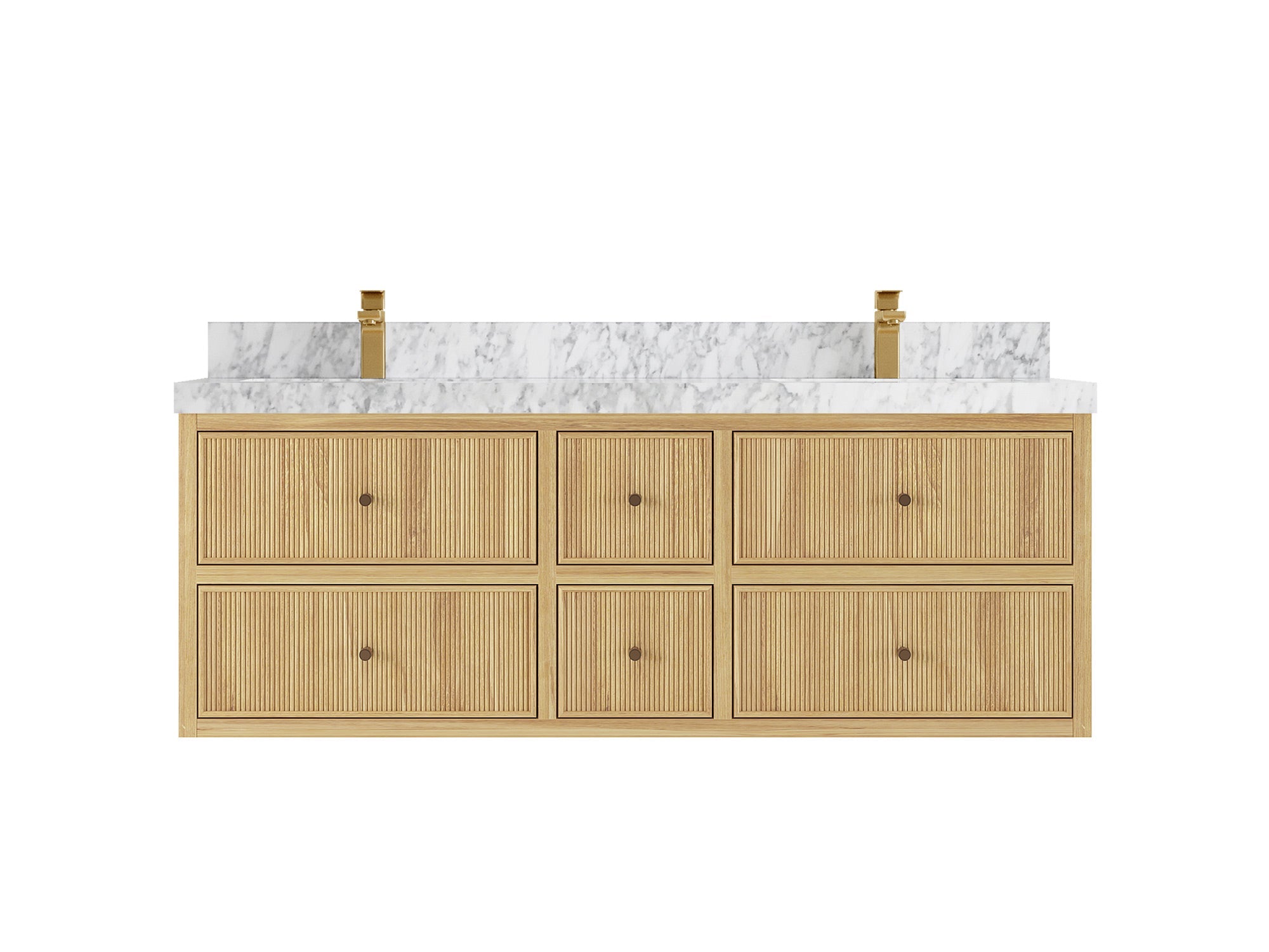 Sonoma Reeded Floating Teak 60 in. W x 22 in. D Double Sink Bathroom Vanity