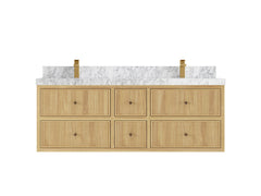 Sonoma Reeded Floating Teak 60 in. W x 22 in. D Double Sink Bathroom Vanity - photo 11