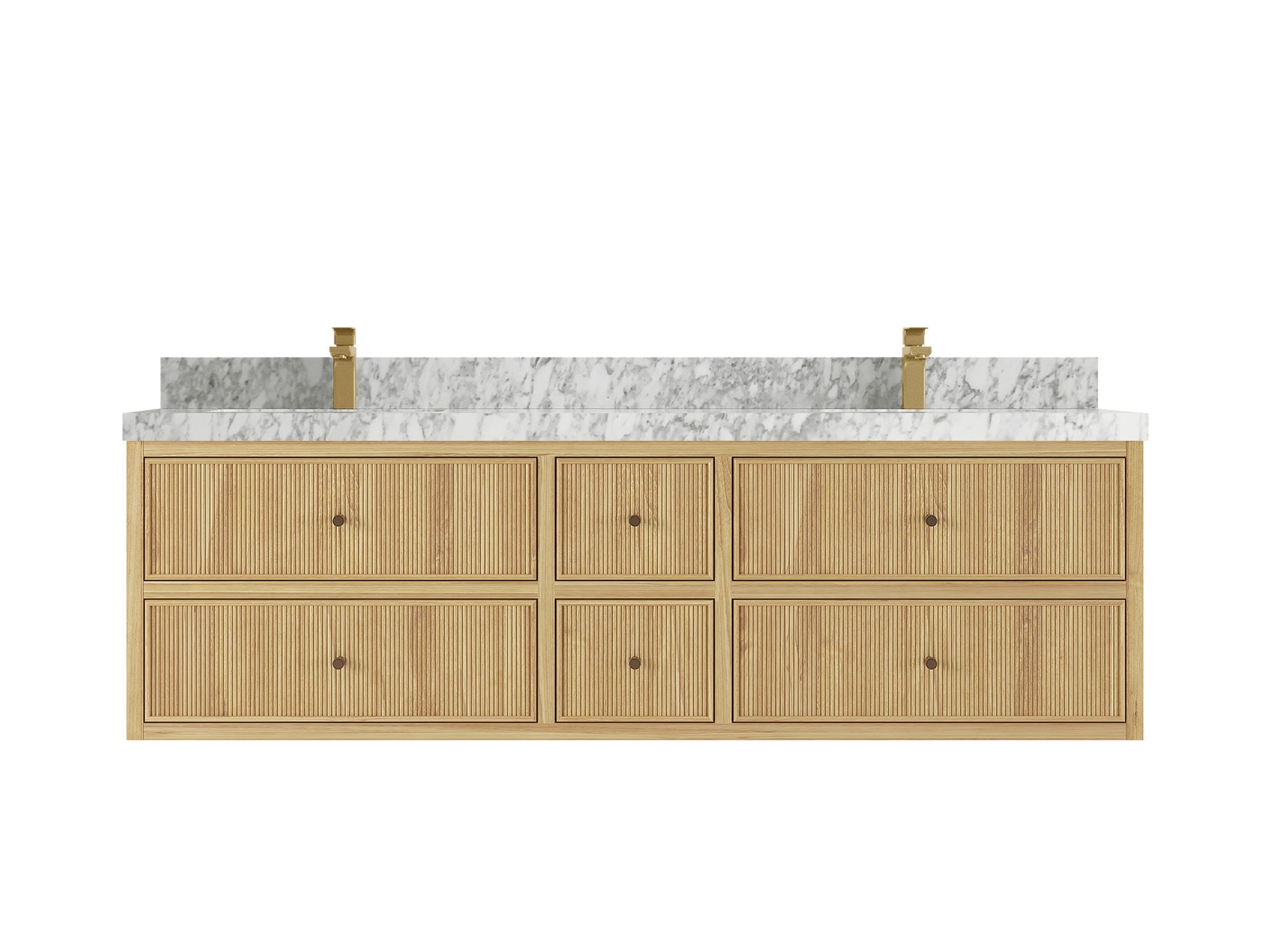 Sonoma Reeded Floating Teak 72 in. W x 22 in. D Double Sink Bathroom Vanity