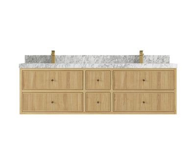 Sonoma Reeded Floating Teak 72 in. W x 22 in. D Double Sink Bathroom Vanity