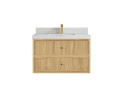 Sonoma Reeded Floating Teak 36 in. W x 22 in. D Center Sink Bathroom Vanity - photo 12