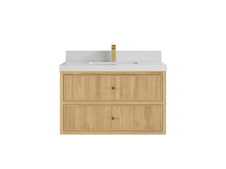 Sonoma Floating Teak 36 in. W x 22 in. D Center Sink Bathroom Vanity - photo 12