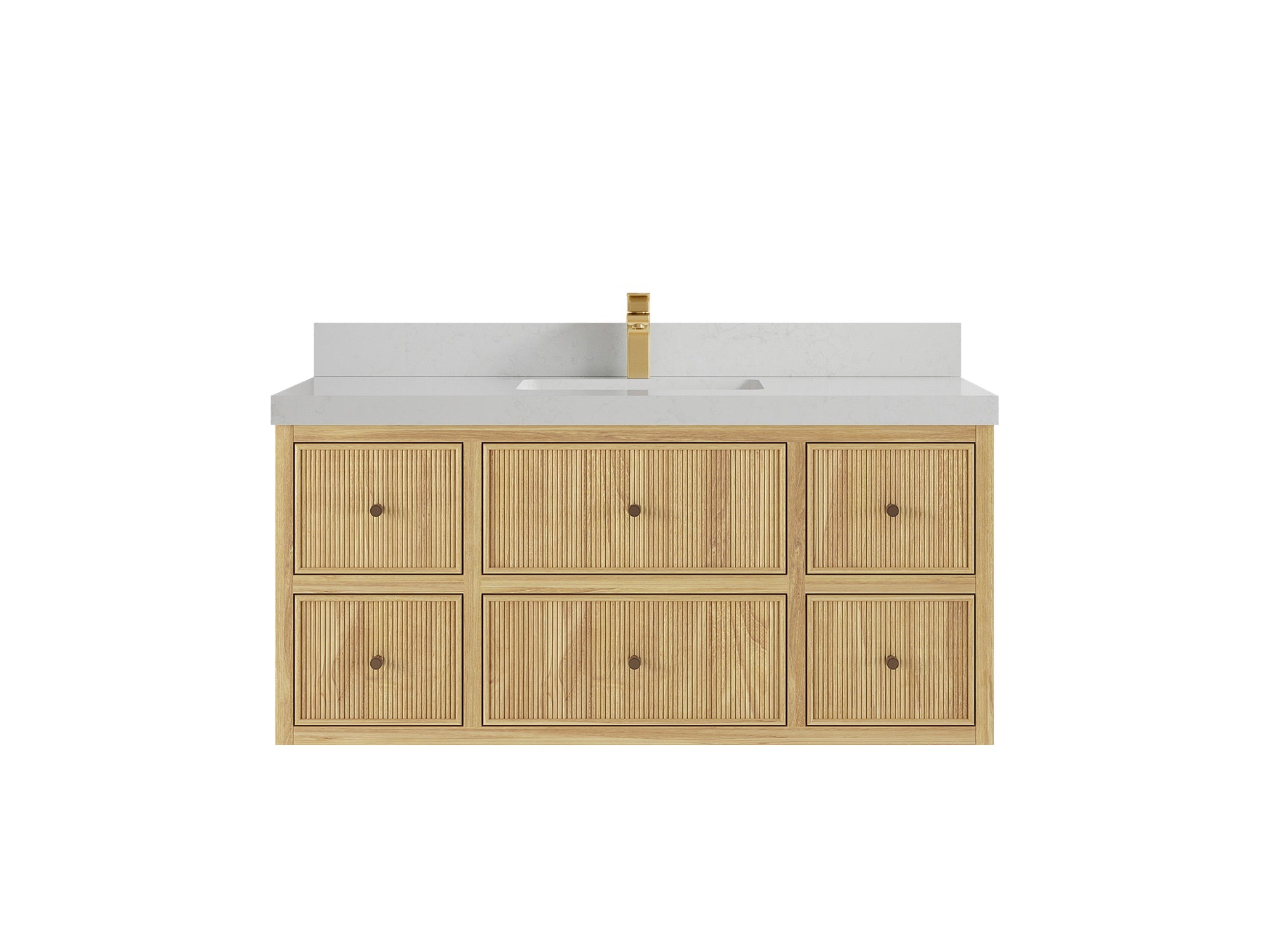 Sonoma Reeded Floating Teak 48 in. W x 22 in. D Single Sink Bathroom Vanity