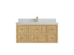 Sonoma Reeded Floating Teak 48 in. W x 22 in. D Single Sink Bathroom Vanity - photo 12
