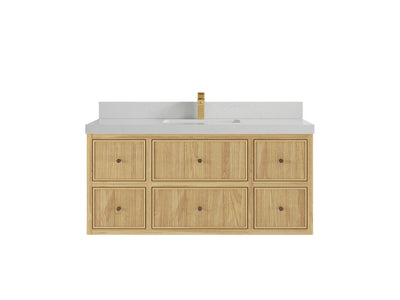 Sonoma Reeded Floating Teak 48 in. W x 22 in. D Single Sink Bathroom Vanity
