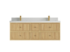 Sonoma Reeded Floating Teak 60 in. W x 22 in. D Double Sink Bathroom Vanity - photo 12