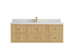 Sonoma Reeded Floating Teak 60 in. W x 22 in. D Single Sink Bathroom Vanity - photo 12
