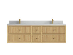Sonoma Reeded Floating Teak 72 in. W x 22 in. D Double Sink Bathroom Vanity - photo 12