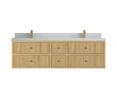 Sonoma Reeded Floating Teak 72 in. W x 22 in. D Double Sink Bathroom Vanity