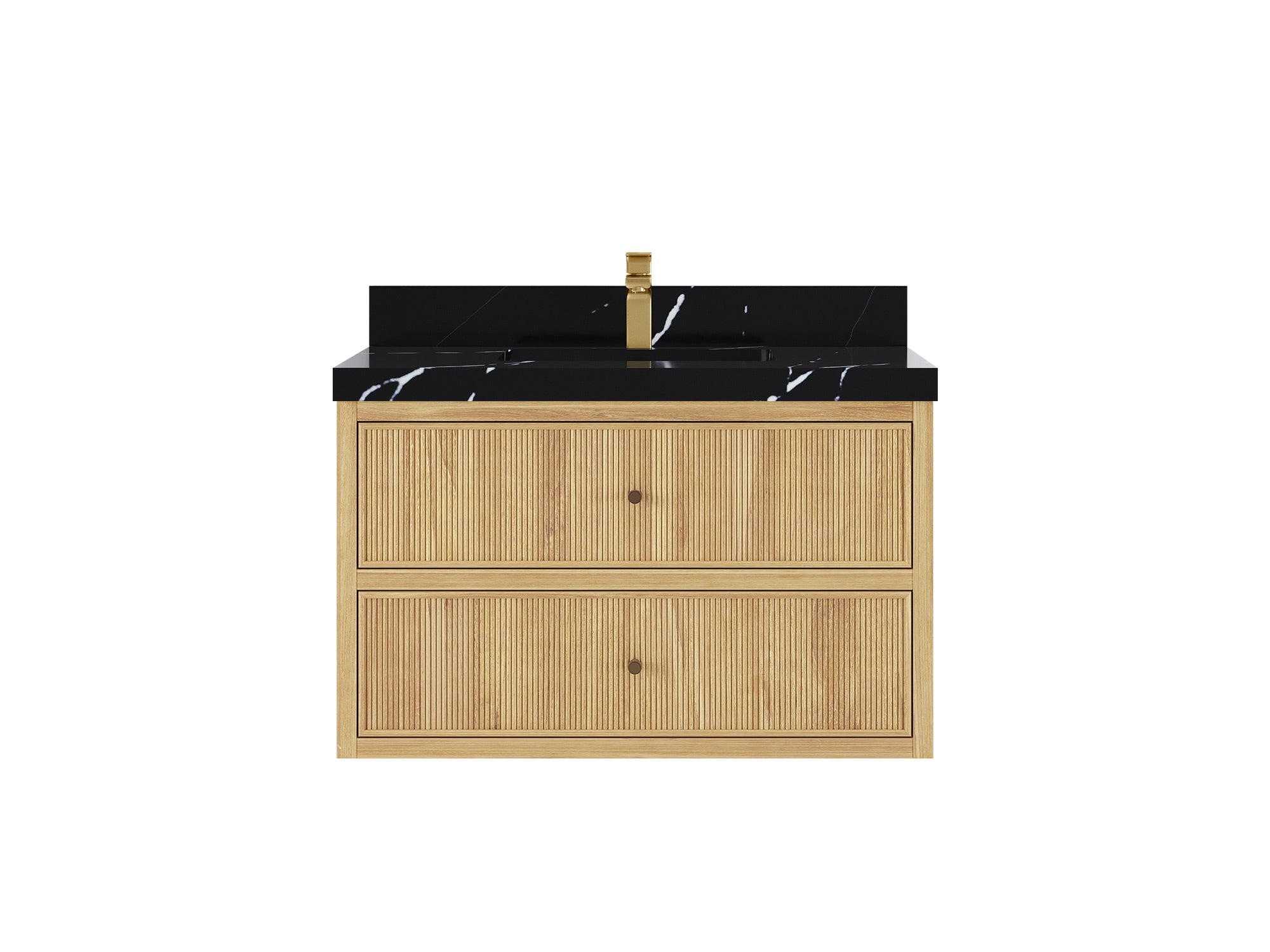 Sonoma Reeded Floating Teak 36 in. W x 22 in. D Center Sink Bathroom Vanity