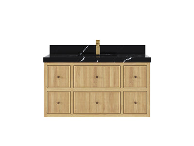 Sonoma Reeded Floating Teak 42 in. W x 22 in. D Single Sink Bathroom Vanity